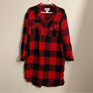 Girls Red and Black Buffalo Plaid Tunic Top: Size 6